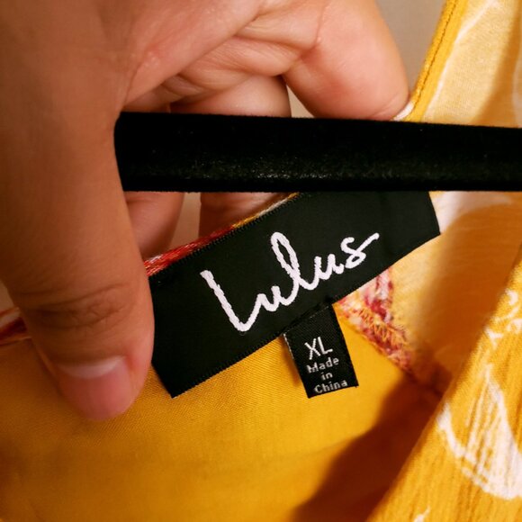 Lulus Garden's Glory Mustard Yellow Floral Print Culotte Jumpsuit Size XL - Picture 11 of 16